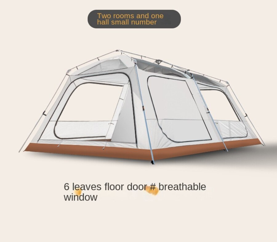 Cheap Goat Tents Outdoor Two Bedroom One Living Room Black Coated 5 8Person Tents Sun Shading Anti Ultraviolet Fishing Camping Automatic Tent   